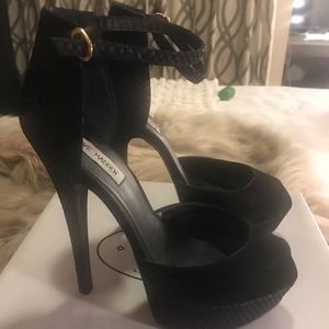 Steve Madden Black Suede Pumps with Ankle Tieback